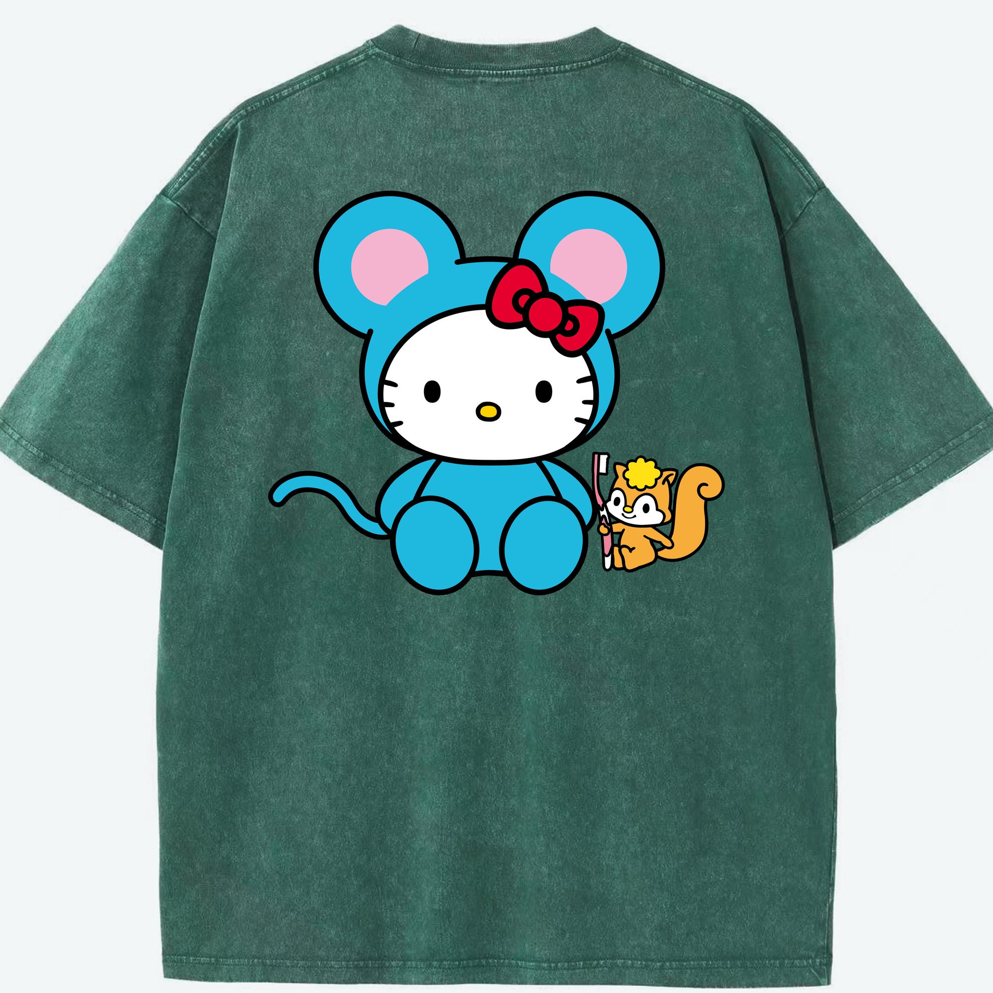 （画像用） Hello Kitty ハローキティ 綿100% ヴィンテージ風 半袖Tシャツ（背面プリント）